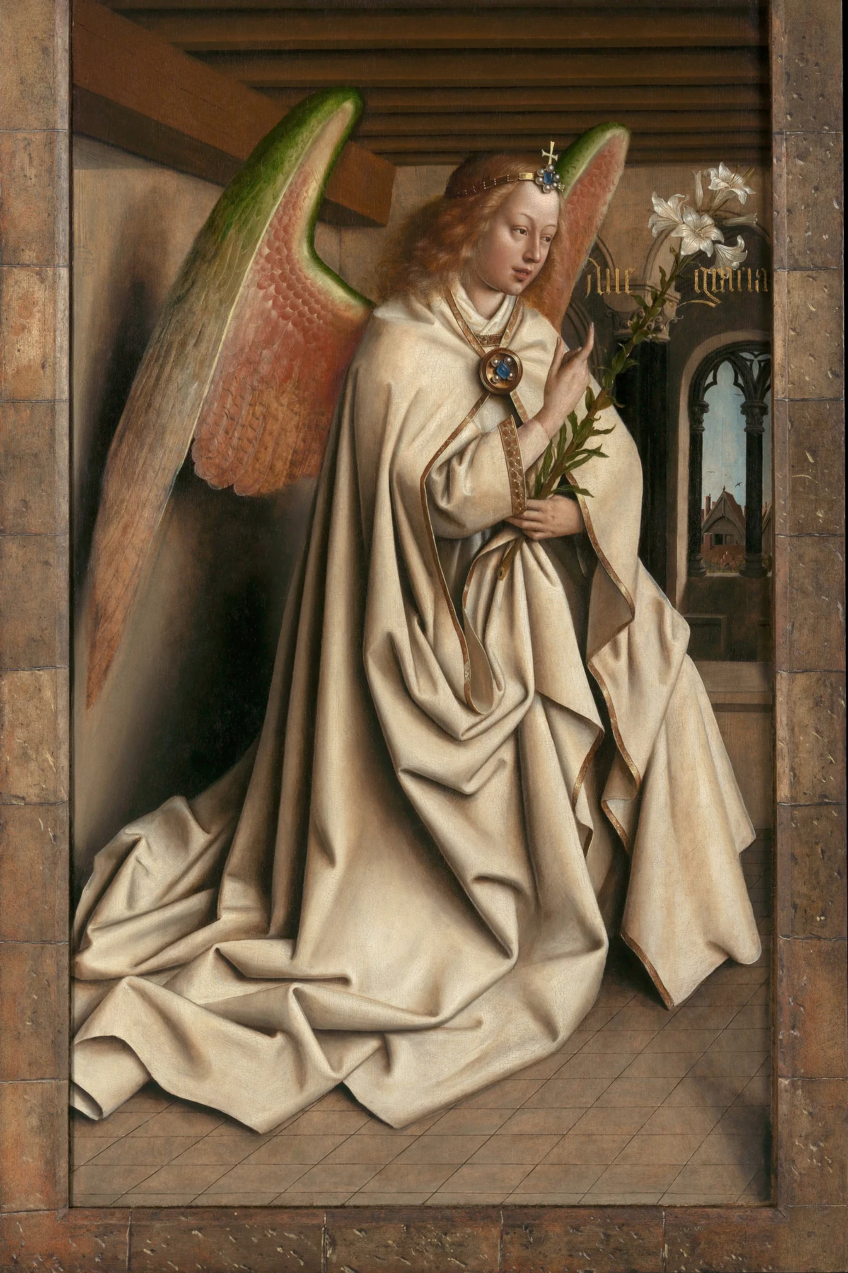 The Archangel Gabriel, closed view of the Ghent Altarpiece