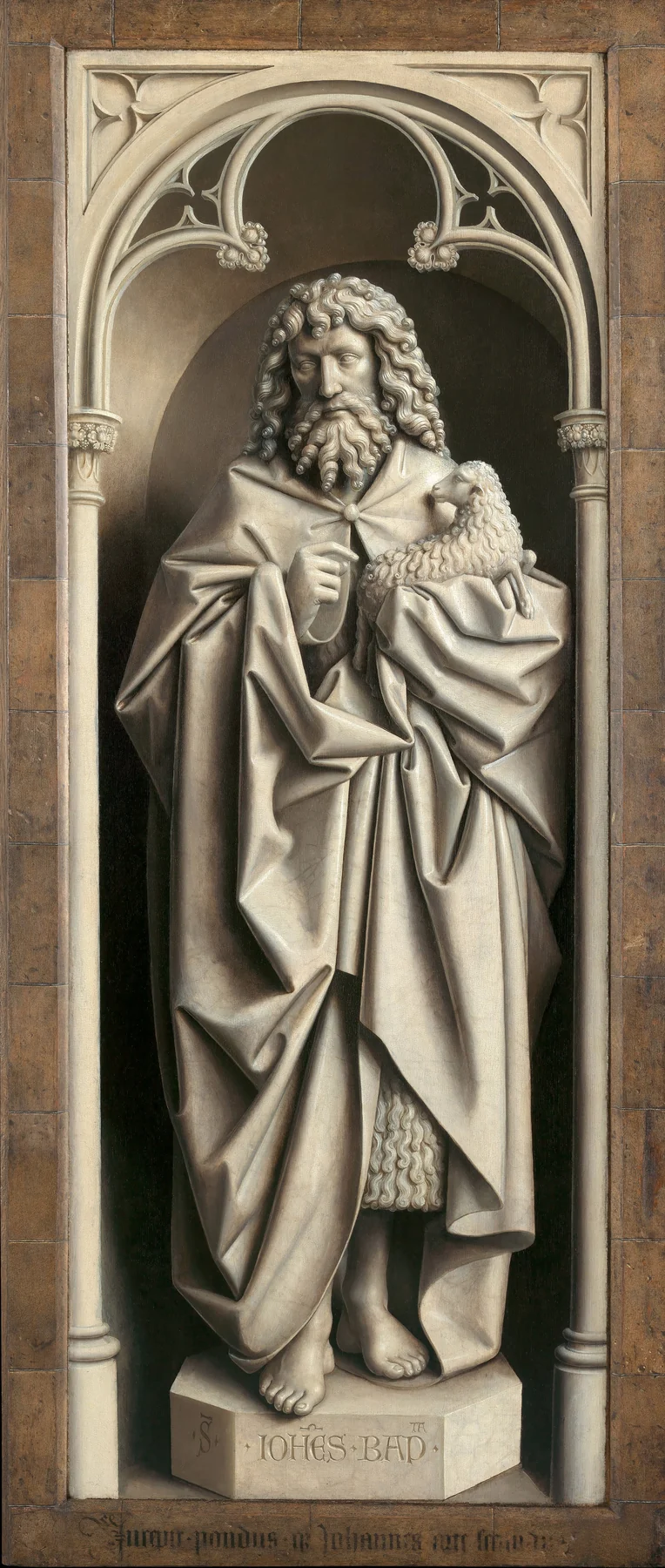 Saint John the Baptist in Grisaille, closed view of the Ghent Altarpiece