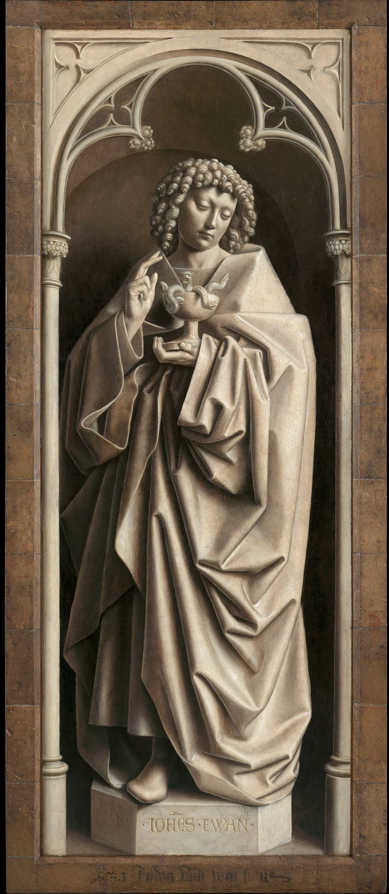 Saint John the Evangelist in Grisaille, closed view of the Ghent Altarpiece