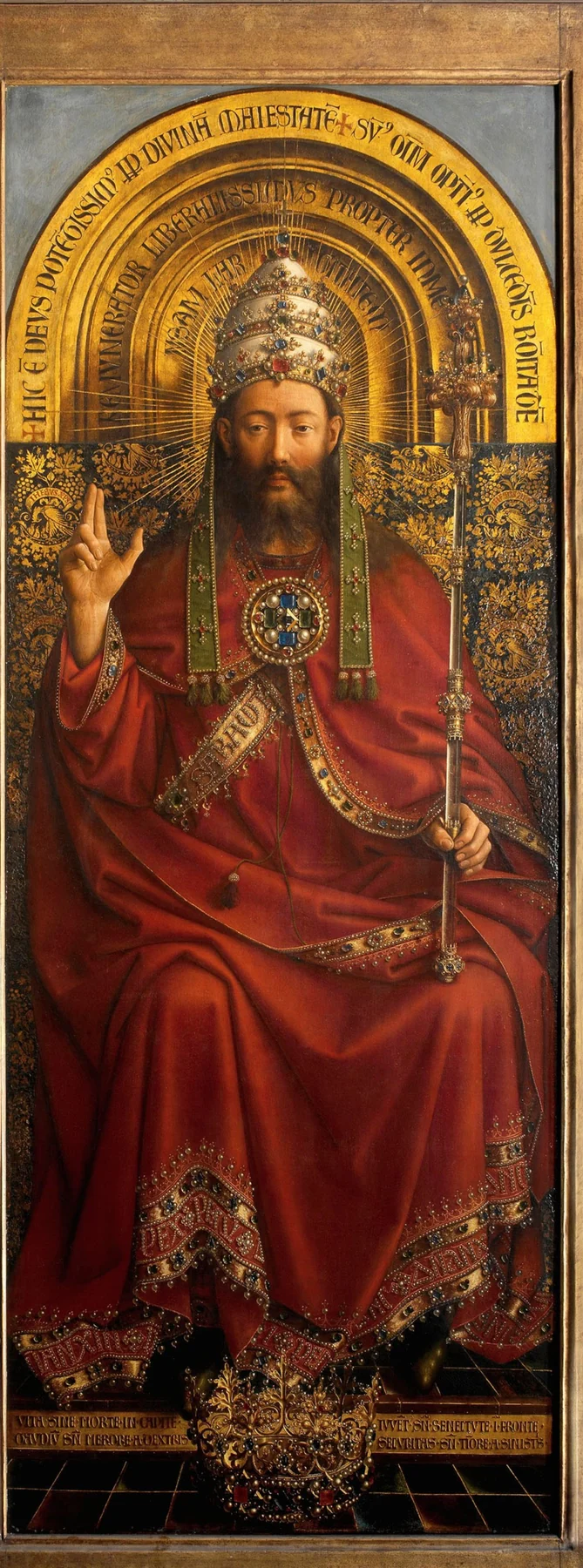The Enthroned Divine Ruler, open view of the Ghent Altarpiece