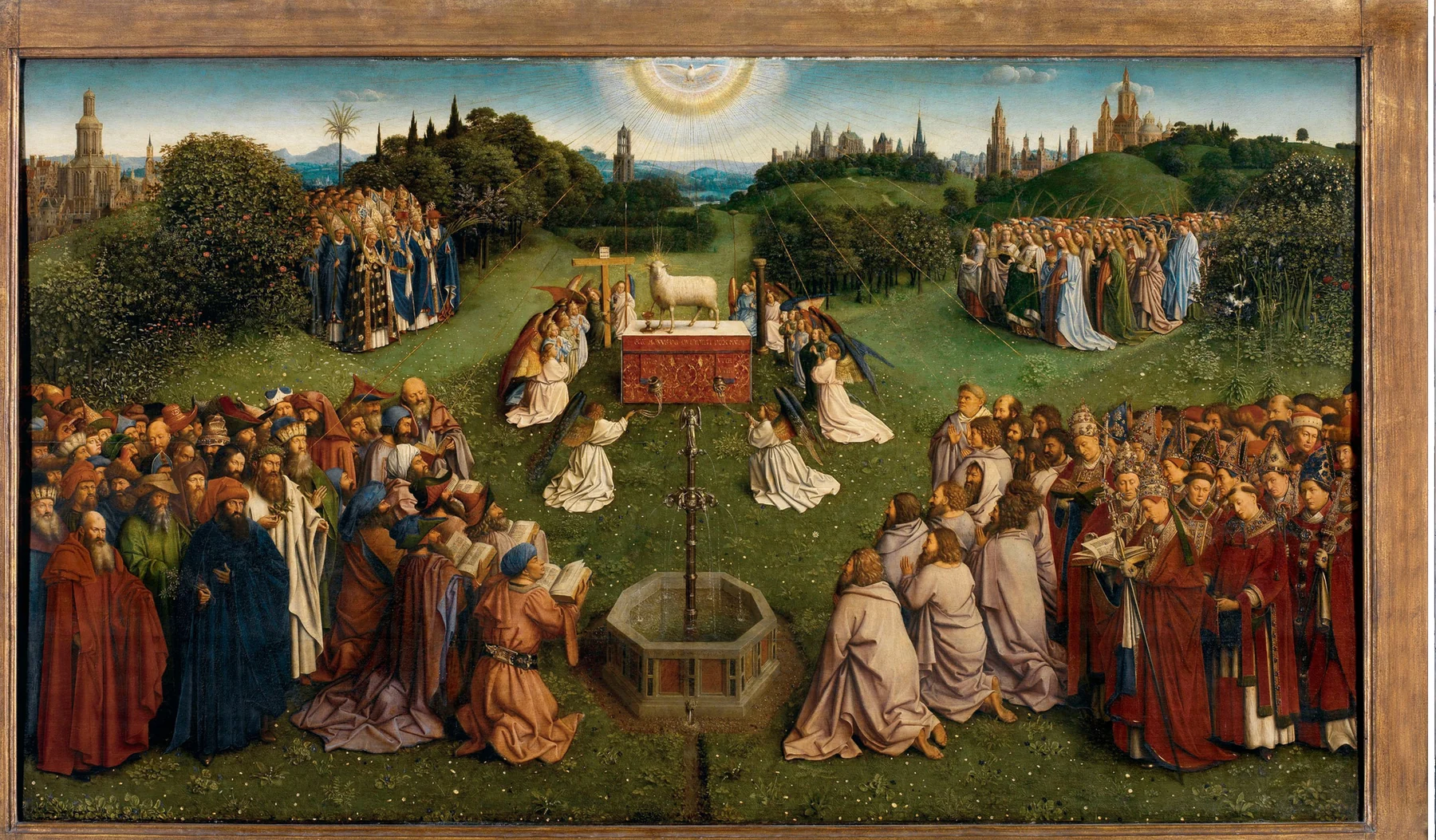 The Adoration of the Mystic Lamb, open view of the Ghent Altarpiece